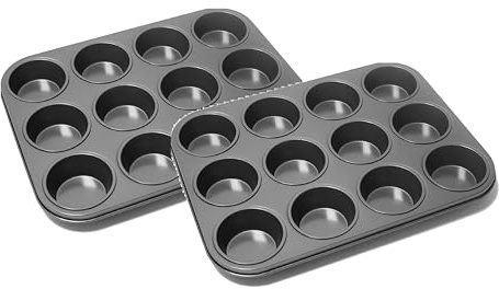 E-Fast 2pcs Muffin Tray 12 Cups Muffin Tray Bakeware Cupcake Moulds