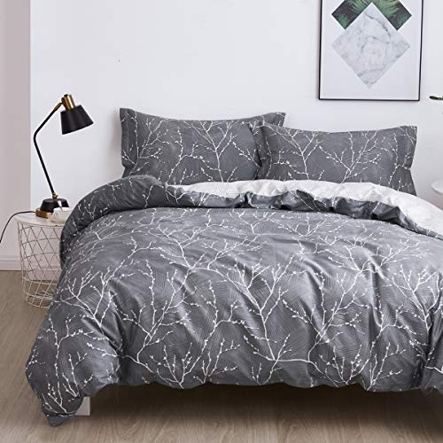 OAITE Juego de Funda nórdica, Funda nórdica 100% algodón, ultrasuave y de fácil Cuidado, Juego de Ropa de Cama tamaño Individual, Queen, King, Juego de Funda nórdica de 3 Piezas Incluye 2 Fundas de