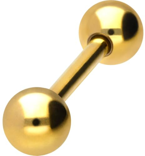 Piercingline Barbell en titane - 2 boules - Barre de piercing pour langue, poitrine, oreille ou lieux intimes - Différentes tailles et couleurs au choix