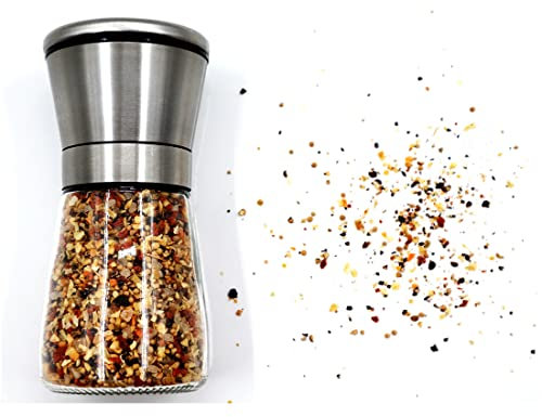 Macina Sale E Pepe, Macina Condimento in Acciaio Inossidabile di Alta qualità con Spessore Regolabile, Macinapepe Manuale Ergonomico per Cucina, Confezione Singola (Short)