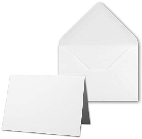 50 x Kartenpaket mit gefütterten Brief-Umschlägen - gerippt - DIN B6 - Weiss - 12 x 17 cm - Nassklebung - NEUSER PAPIER
