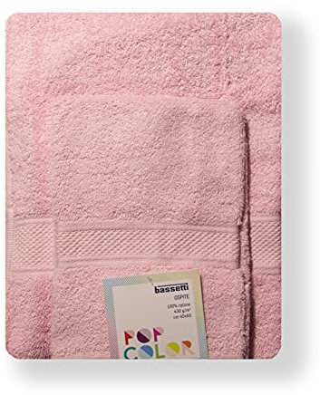 Bassetti - Set Badetücher Gesicht und Bidet Paar Badetücher mit Gästehandtuch | 60x110 cm + 40x60 cm | Col.H3 - Hortensie