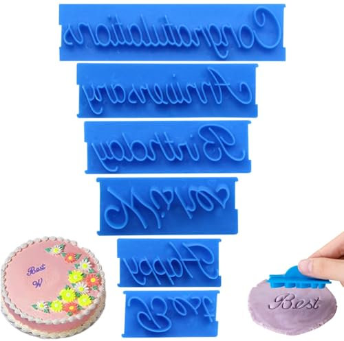 6Pcs Kuchen Form Worte Stempel, Alphabet Keks Stempel Set, Alles Gute Zum Geburtstag Beste Wünsche Gratulation Jahrestag Buchstaben Ausstecher Set Keks Stempel Für Fondant, Glasur, Cupcake, Cookie