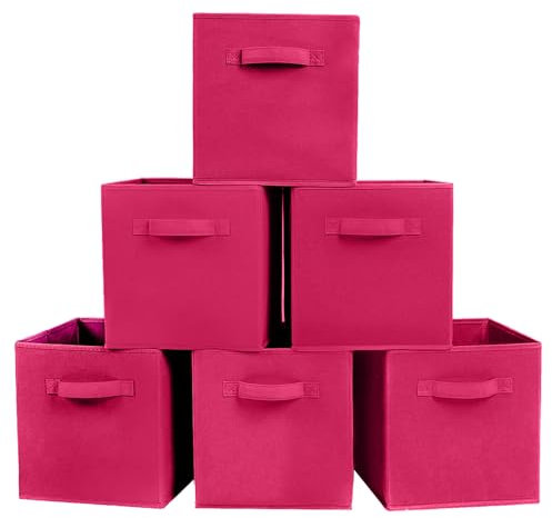 powerking Aufbewahrungsbehälter, faltbare Stoff-Aufbewahrungswürfel und Stoff-Speicher-Organisator-Schublade für Schrank und Spielzeug-Aufbewahrung, Fuchsia