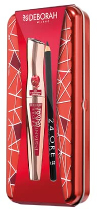 Deborah Milano - Set de Regalo para Mujer Maquillaje de Ojos Latas de Maquillaje Instantáneo Volumen Maxi de Aceite de Granada y Lápiz 24 Horas 251 Negro, N.4, 0,414 gramos