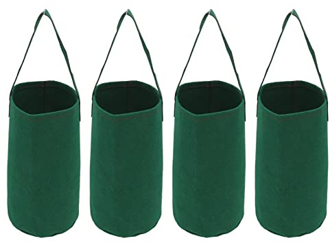 Up And Down Tomato Planter,4 Pack Hanging Strawberry Planter Garden Aeration Blanket Hanging Grow Bags with Holes for Tomato Strawberry Teardrops, 15 X 13 X 0.4 Inch