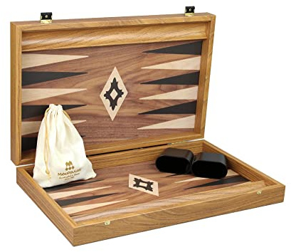 Manopoulos Backgammon Set de rangement en noyer 58 cm