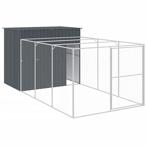 vidaXL Caseta Perros con Corral Acero galvanizado Gris 214x457x181 cm