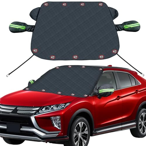 PHYLES Windschutzscheibenabdeckung, Scheibenabdeckung Auto Winter,Frontscheibenabdeckung Anti-Frost und Sonnenschutz,Auto Frostschutz Abdeckung mit Magnet und Festem Riemenhaken