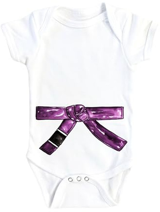 NOFO VIBES BJJ Bodysuit, Brazilian Jiu Jitsu Bodysuit, Martial Arts Bodysuit, BJJ Baby Gift, BJJ Outfit, Purple Belt Bodysuit, Purple Belt Bodysuit® (Size: White born Long Sleeve Onesie®)