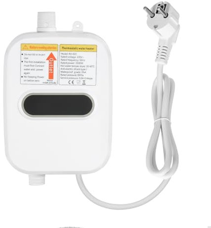 Chauffe-eau électrique instantané 3,5 kW - 220 V - Mini chauffe-eau instantané sans réservoir - Avec pommeau de douche - Pour cuisine, salle de bain, maison