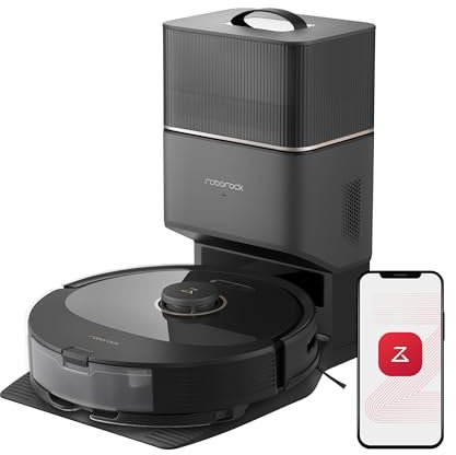 roborock Q8 Max+ Saugroboter mit Absaugstation, DuoRoller-Bürste, 5500Pa Saugkraft, 2,5L Staubbeutel, 350mL Wassertank, Wischroboter PreciSense-LiDAR-Navigation (Schwarz)