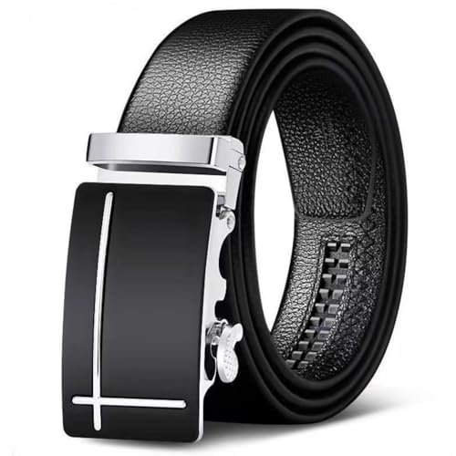 Piel Sin Agujeros Cinturon, Hombres de Cuero Cinturón de Trinquete, Hombres Cinturón Ajustable, Cuero Automática Cinturón de Hombre, Ancho 35mm, Tamaño Ajustable, Adecuado para la Traje Jeans