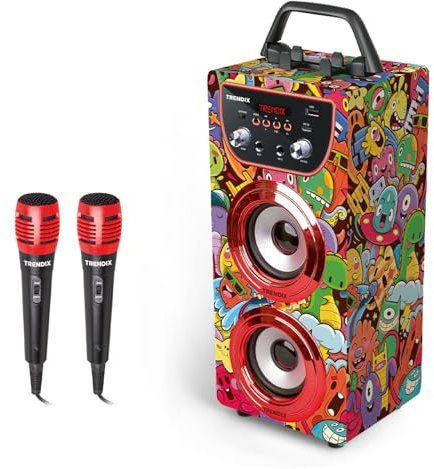 Trendix - Karaoke Per Bambini Monster Club | Karaoke Con Microfono | Microfono Con Cassa Bluetooth, Radio Fm, Usb | Cassa Karaoke Con 2 Microfoni | Regalo Bambino 6 Anni