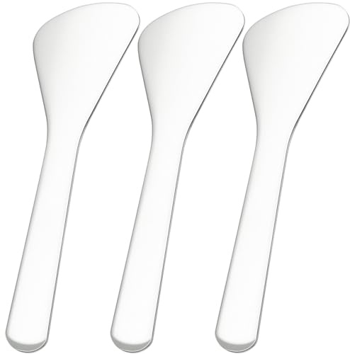 Pndeyo 3pcs Mini Stainless Steel Makeup Spatula, D Style, Silver