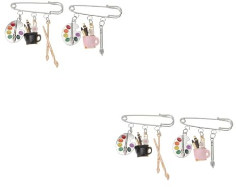 VALICLUD 4pièces Broches Artistes De Palette Et Pinceaux Épingles Décoratives pour Vêtements Accessoires Et