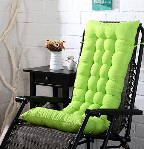 Cojines gruesos y antideslizantes para mecedoras – Almohadillas de repuesto para respaldo alto para sillas de patio y jardín, color verde hierba, 125 x 48 cm, cómodos y