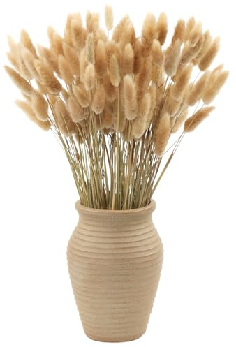 MIHUAGE Getrocknetes Hasenschwanzgras, 120 Stück, 43,2 cm, Kaninchenschwanz, Pampasgras, natürlich, trocken, Lagurus ovatus, für Boho, Zuhause, Hochzeit, Party, Dekoration, Arrangements (braun)