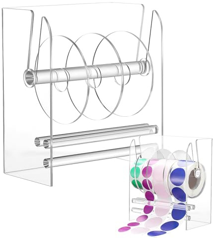 ROMISBABA Distributeur D’Étiquettes Réglable en Acrylique 155 X 9 X 18 CM Porte-Rouleau D’Autocollants Compact pour Bureau et Maison Organisateur Manuel pour Rouleaux D’Étiquettes
