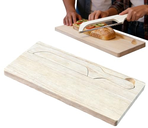 Tabla De Cortar Pan - Con Cortador En Acero Inoxidable Con Ranura,Juego De Tablas De Cortar De Madera Y Bol Para Pan,Para Barra Casera Pastelería Postre Hogar Tienda Restaurante Encimera Panaderos