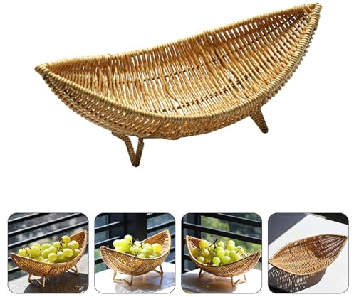 Lijiaxiuyc-101 Frutero para cocina Cesta de Picnic for servir frutas, cestas almacenamiento, bandeja mimbre for pan, bandejas platos tejidos, patatas fritas, cuencos for barcos franceses Verduras