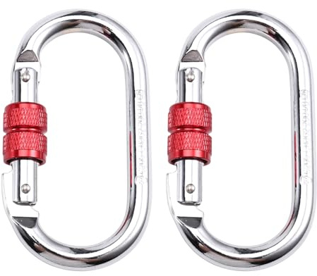 Zolynx 2 Mosquetones de Escalada Resistentes de 25 KN con de Tornillo, Ovalados para Rapel y Hamacas.