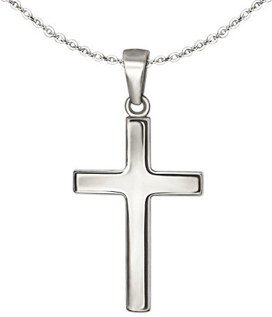 CLEVER SCHMUCK Ensemble de pendentif en forme de mini croix de 15 mm - Simple et brillant - Avec chaîne fine et élégante - 40 cm - En argent sterling 925