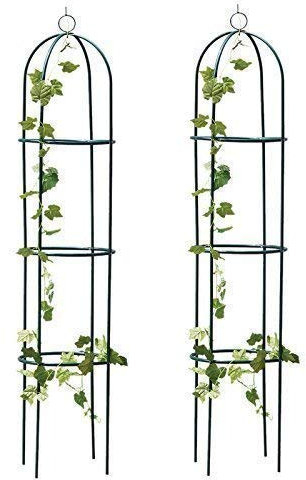 Garden Mile 2x GRANDE 2m Nero in metallo da giardino Obelisco resistente TUBOLARE resistente PIANTA GABBIA PER Rose, ARRAMPICARSI PIANTE SUPPORTO Structure Decorazione da giardino