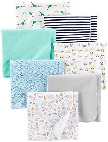Simple Joys by Carter's Panni in mussola per neonati Unisex Bimbi, Pacco da 7, Verde Menta/Blu/Bianco, Taglia unica