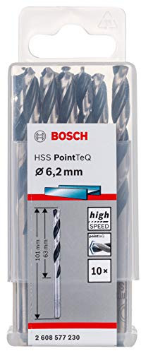 Bosch Professional 10-Piece PointTeQ HSS Twist Drill Bit (for Metal, 6.2 x 63 x 101 mm, Drill Driver Accessories)
