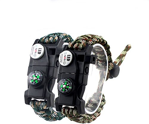 MansWill - Pulsera de supervivencia ajustable, 7 corazones paracord 20 en 1