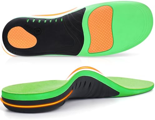 Ailaka ortopediska kuddar fotvalvsstöd skoinnersulor, unisex daglig stötdämpande gel sportinlägg för platta fötter, plantar fasciit, smärtlindring för fötter i hälen, grön, 5/6,5 UK