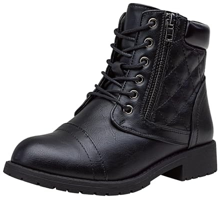 Vepose Women's Black Combat Ankle Boots, Comfortable Short Booties, Size 8.5 US - 903 with Buckle Strap (CJY903 black01 08.5)