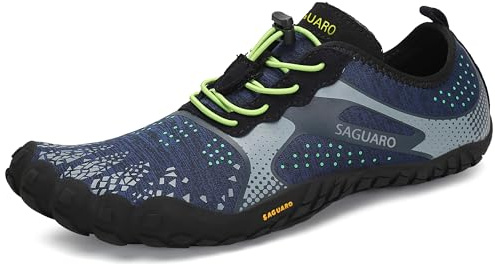 SAGUARO Unisex barfotaskor, mjuka lätta halkfria träningsskor, löparskor, andas, bärbara, utomhus och inomhus, - blå - 44 EU