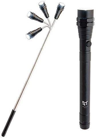 PROMO SHOP Strongman LED Ausziehbare Magnetische Arbeitslaterne - Langstreckenlaterne für Mechaniker, Haus und Garten - Mattschwarze Farbe