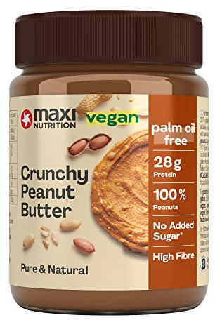 MaxiNutrition Crunchy Peanut Butter, 350g, 100% Erdnüsse, ohne Zucker, mit 28g Protein, ohne Palmöl
