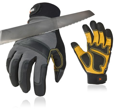Vgo... Guanti Lavoro Antitaglio EN388 Level C A3, Guanti Lavoro Uomo per Intaglio Edlizia Motosega Antivibrazione Resistente al Taglio 360°