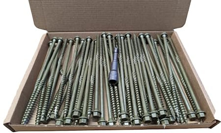 AJFixings Boîte de 50 vis de fixation à tête hexagonale pour cadre de terrasse Vert 150 mm