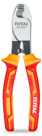 TOTAL - Isolierzange Kabelschneider - Chrom-Vanadium - VDE-Zertifikat - Ideal für Elektriker und Elektroprojekte - Maße: 160 mm