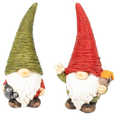 Lemodo Wichtel 2er Set | Weihnachtswichtel aus Magnesia | Wichtel Figur 42,5 cm hoch | Tomte mit roter und grüner Mütze | GNOME als schöne Weihnachtsdeko | Wichtel Deko für drinnen und draußen