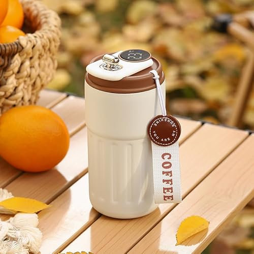 ZMHQLPDZ Tasse à café de voyage anti-déversement – Gobelet isotherme intelligent pour emporter – Tasses à café réutilisable acier inoxydable pour café chaud/glacé, thé(Orange)