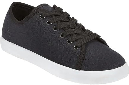 Ladies Womens Wide Fit Lace Up Trainers Comfy Pumps Plimsoles Canvas Shoes Size Black 5