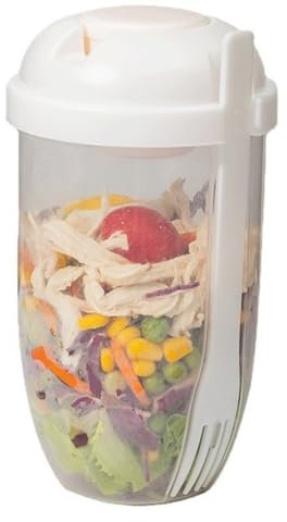 Peosaard Fresh Salad Cup Salad Dressing Container to Go Salad Meal Shaker Salad Dressing Holder for Lunch White, salad dressing shaker