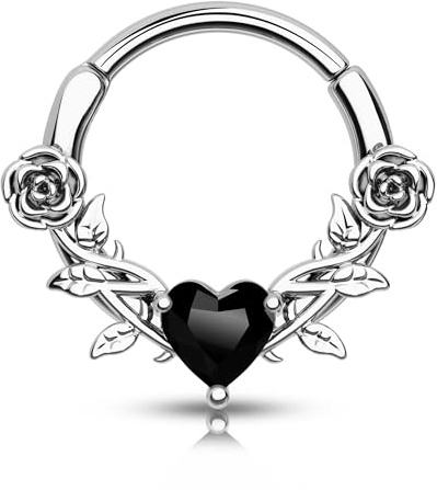 CM Crareesi Mania Piercing en acier inoxydable 316L pour septum ou daith 16 G Transparent, 10 mm/8 mm, Zircone cubique