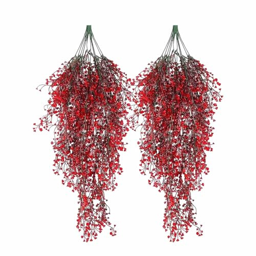 Generisch 2026 Piante sospese verde fucsia per matrimoni, interni (2 pezzi) (rosso, taglia unica)