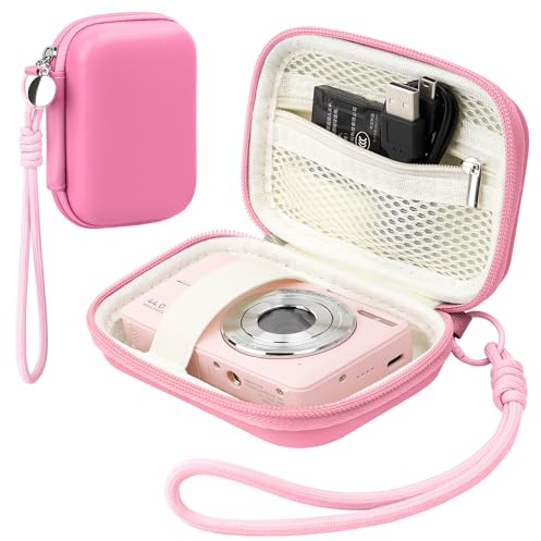 Veki Digital Camera Case for Kodak PIXPRO FZ55 / FZ45, Compact Camera Pouch for Canon IXUS 285 HS/PowerShot, Small Camera Bag for Panasonic LUMIX TZ99, Storage Holder for Camera Accessories (Rosröd)