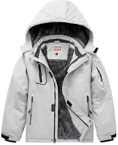 WULFUL Boy's Waterproof Ski Jacket Warm Fleece Hooded Winter Snow Coat