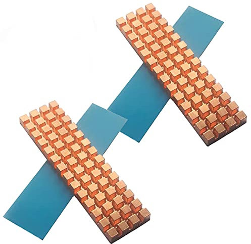 M.2 Kühlkörper, Kupfer, Kühlkörper, SSD, Kühlkörper, M2, Kühlkörper, mit Klebeband, Thermokleber, Kupfer, für NGFF 2280 970evo, 70 x 20 x 1,5 mm, 2 Stück