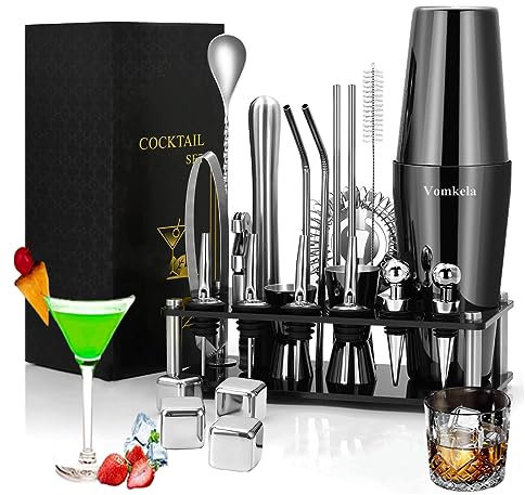 Boston - Set di Shaker da Cocktail Con Supporto, 25 Pezzi, Accessori da Bar, Barista, Mixer, 750 ml, in Acciaio Inox, Regalo per Decorazione Bar (Stile 2)