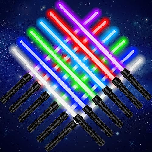 Light Saber Party favor, 12 Pack Light sabers for kids, Light Swords Gift Set for Boys Girls Halloween, Costumes Play Party, Galaxy War Fighter and Warriors,Xmas